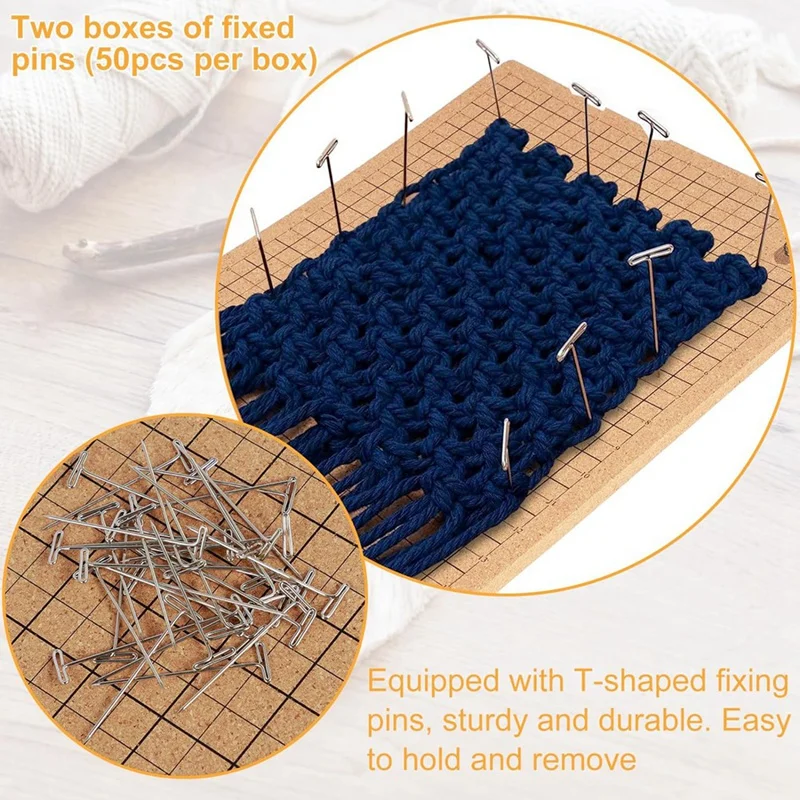 2Pcs Macrame Board And Pins, 8X8inch 12X16inch Macrame Board With Grids, With 100 T Pins For Braiding Bracelet Project Durable