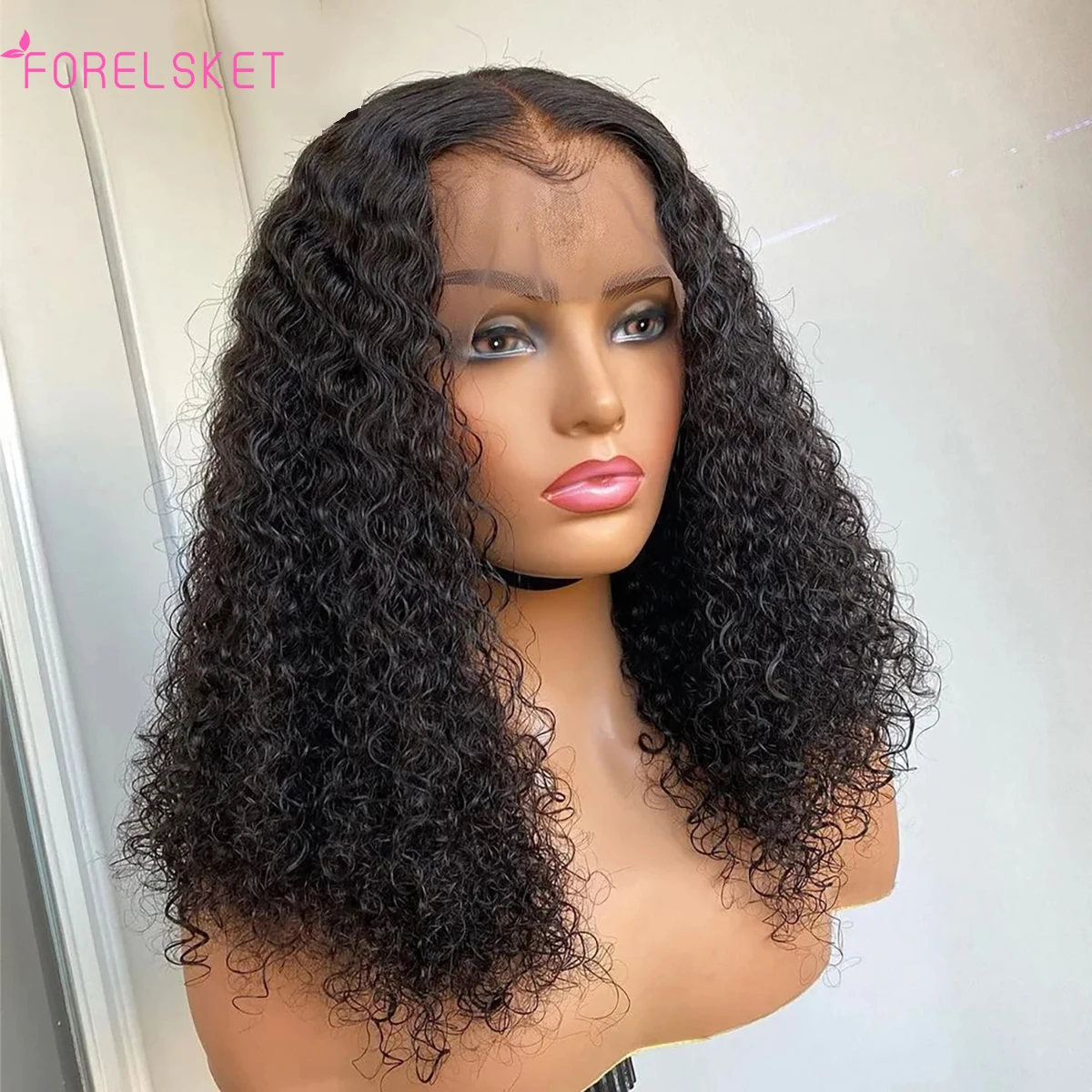 10a 13x4 encaracolado curto bob perucas 10-16 Polegada frente do laço cabelo humano onda profunda peruca brasileira pré arrancado remy fechamento perucas para mulher