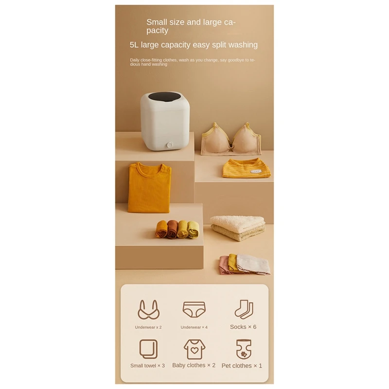 غسالة صغيرة منزلية محمولة، تطهير وتعقيم صغير، قطعة أثرية بيضاء سهلة التركيب