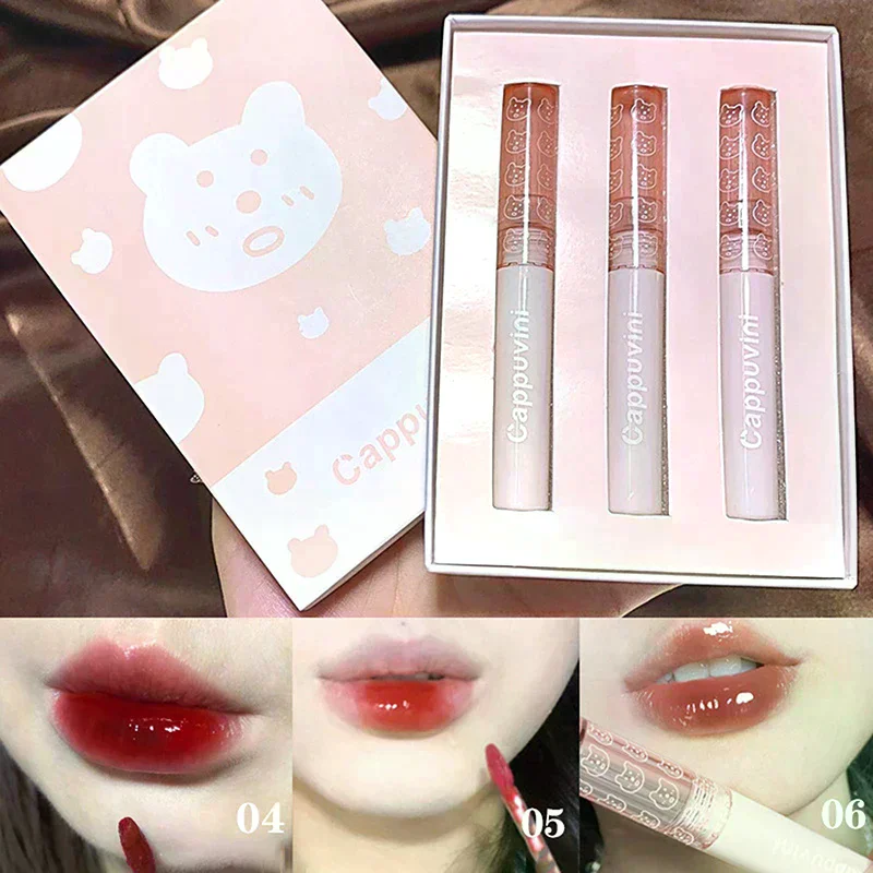 Cappuvini Ciliegia Finitura a specchio impermeabile Lucidalabbra d'acqua Nude Rosso Trasparente Tinta Vetro Olio per labbra Trucco liquido per un aspetto voluminoso