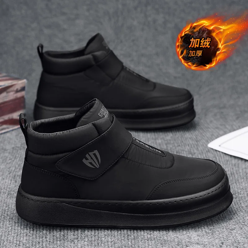 

Стильные мужские зимние ботинки. Теплая удобная мужская повседневная обувь. 2025: Нескользящие мужские хлопковые ботинки на толстой подошве. Зимние Ботинки Мужские.