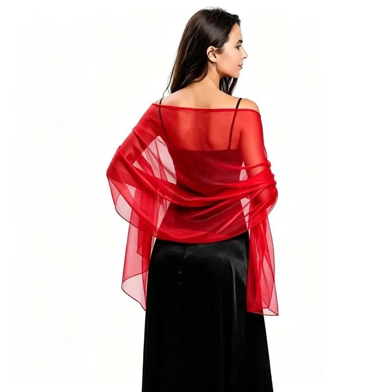 New shawl skirt with brides bridesmaids pearlescent tulle shawl ball banquet cheongsam evening dress shawl view 2