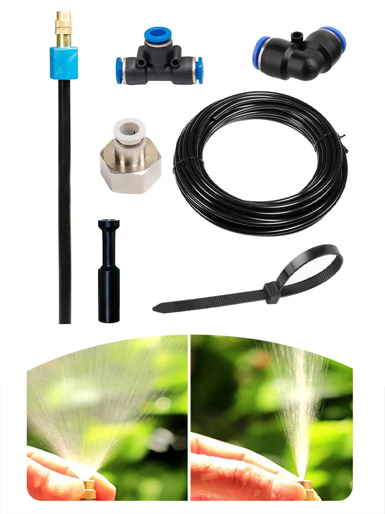 360 Degree Adjustable Copper Nozzle Spray Irrigation System Kit With 5M Hose For Garden Agriculture Farm Cooling And Watering Eq