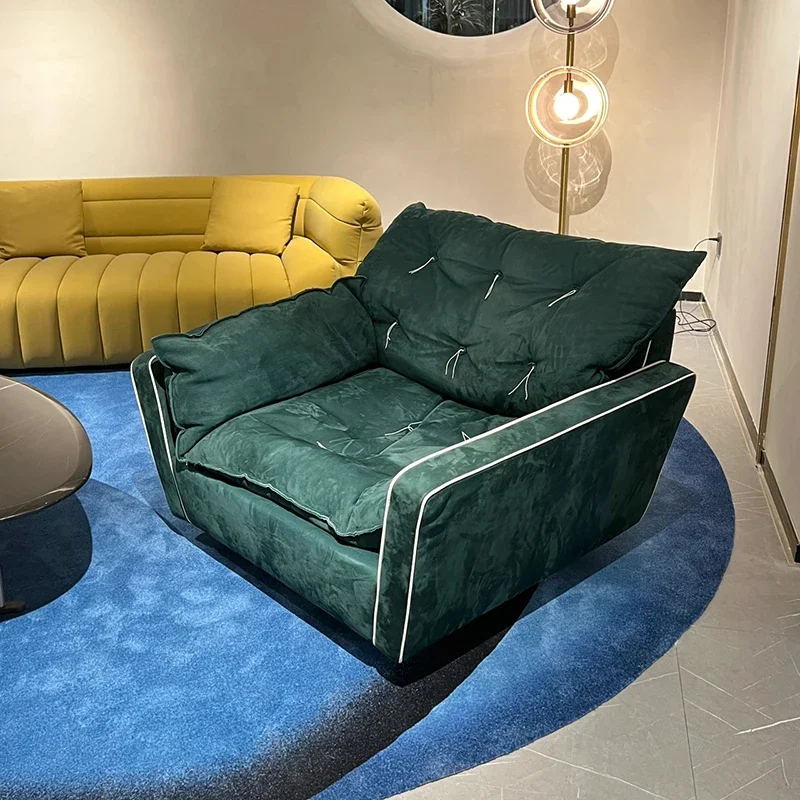 for Italian Nordic Modern Style Swivel Chair Living Room Furniture Green Nubuck Fabric Sofa Chairs