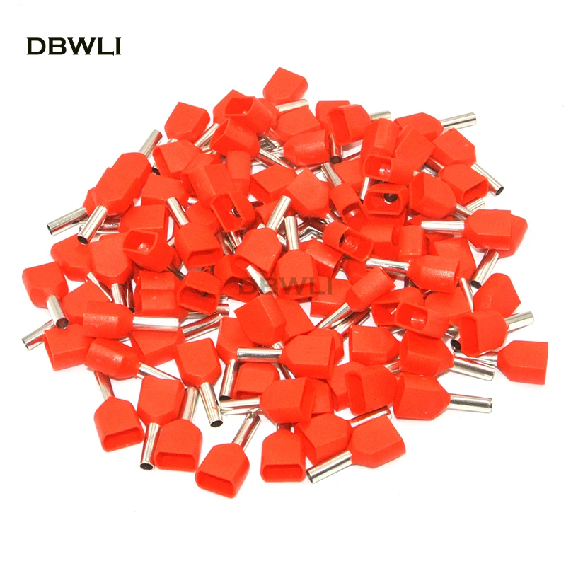 1000pcs/lot TE2508 2x2.5mm2 Bootlace cooper Ferrules kit set Wire Copper Crimp Connector Insulated Cord Twin Pin End Terminal