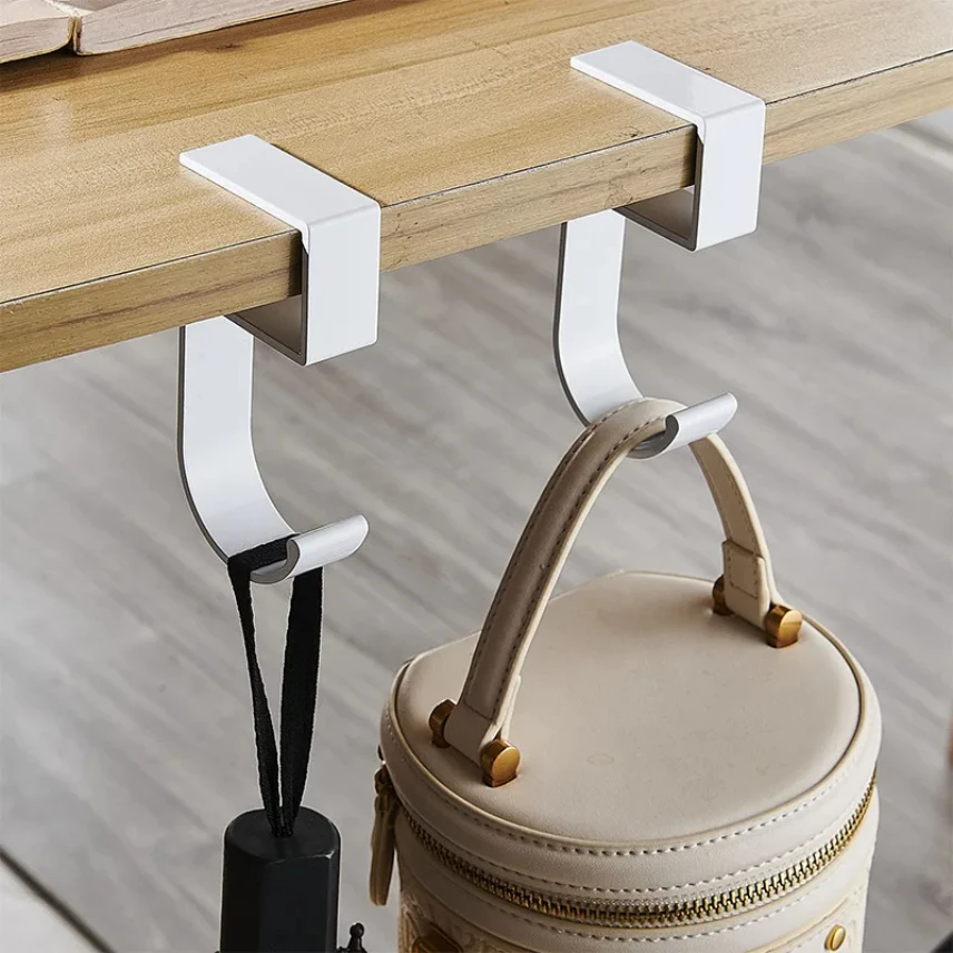 Colgador de bolsas de escritorio portátil, Perchero de bolsa de borde de escritorio de oficina escolar, gancho de mochila de escritorio, perforador