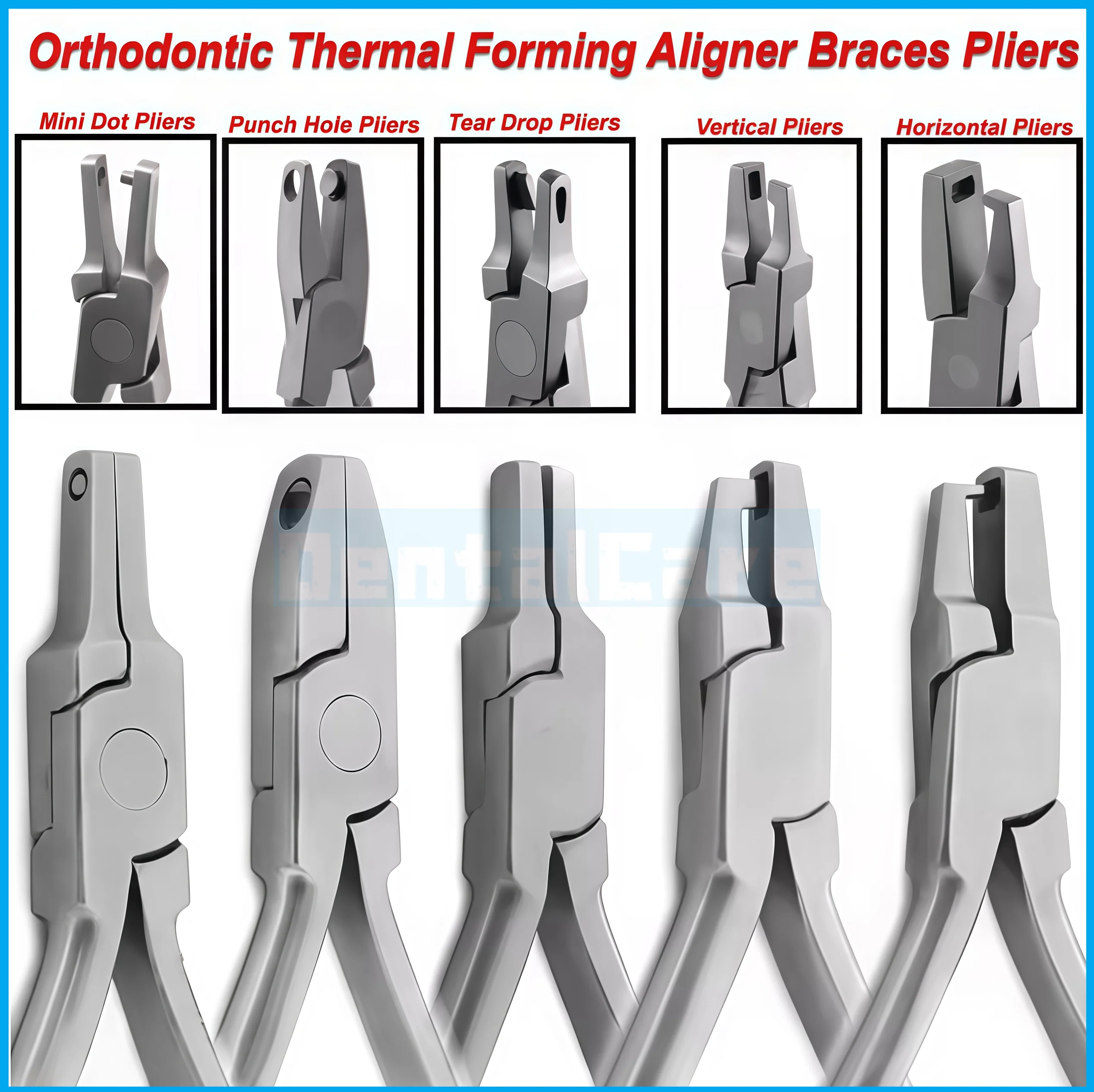 5 Size Dental Thermal Forming Plier Punch Vertical Level Tear Drop Cutter Aligner Plier Dental Orthodontic Tools