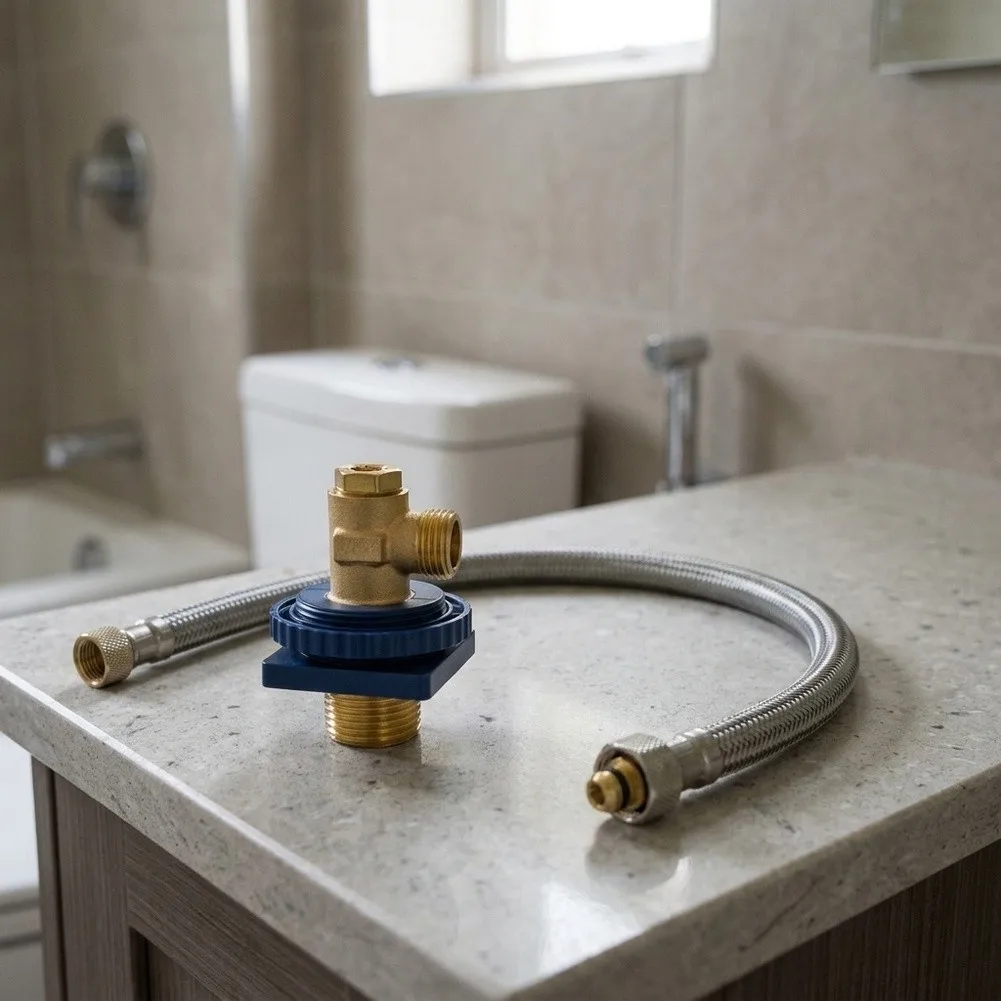 Brass Toilet Water Inlet Valve With Leakproof Braided=Stainless Steel Hose For Tank Cistern Replacement Bathroom Plumbing Fixtur