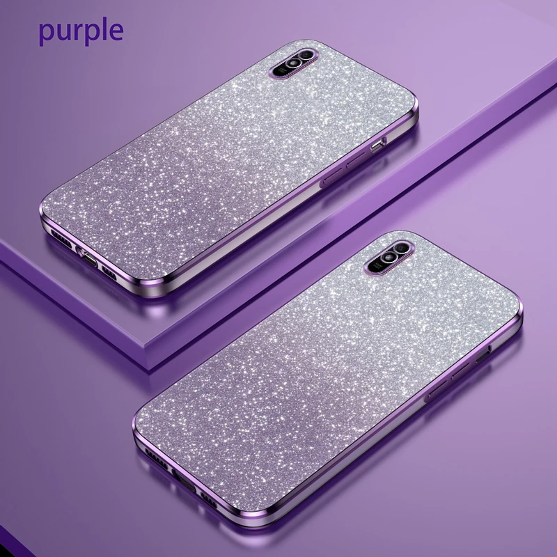 For Xiaomi Redmi 9A Case Redmi 9AT Phone Case Redmi 9i Redmi 9A 9AT Luxury Gradient Glitter Plating Silicone Back Cover Funda