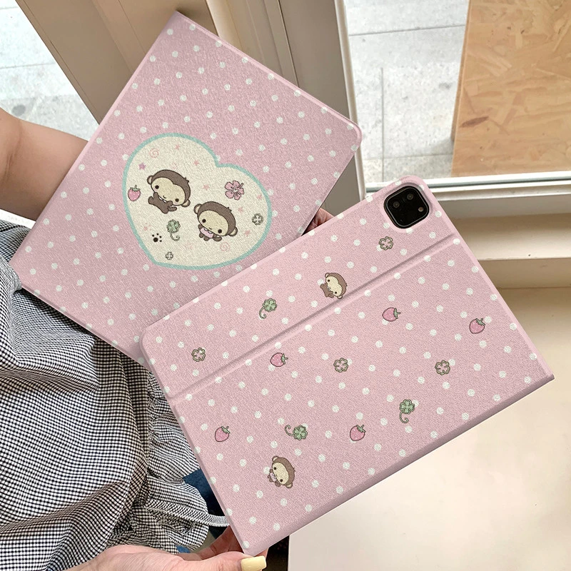 Monkey Polka Dots New Tablet Case For iPad 10 11th Pro 11 12.9in 13in M4 9.7 10.2 5/6th 7/8/9th Air 4 5 MINI 6 7 Trifold Case