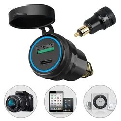 Dual USB Chargers DIN Plug Socket Adapter For BMW For Ducati Motorcycles 12V-24V Chargers Cars Accessories