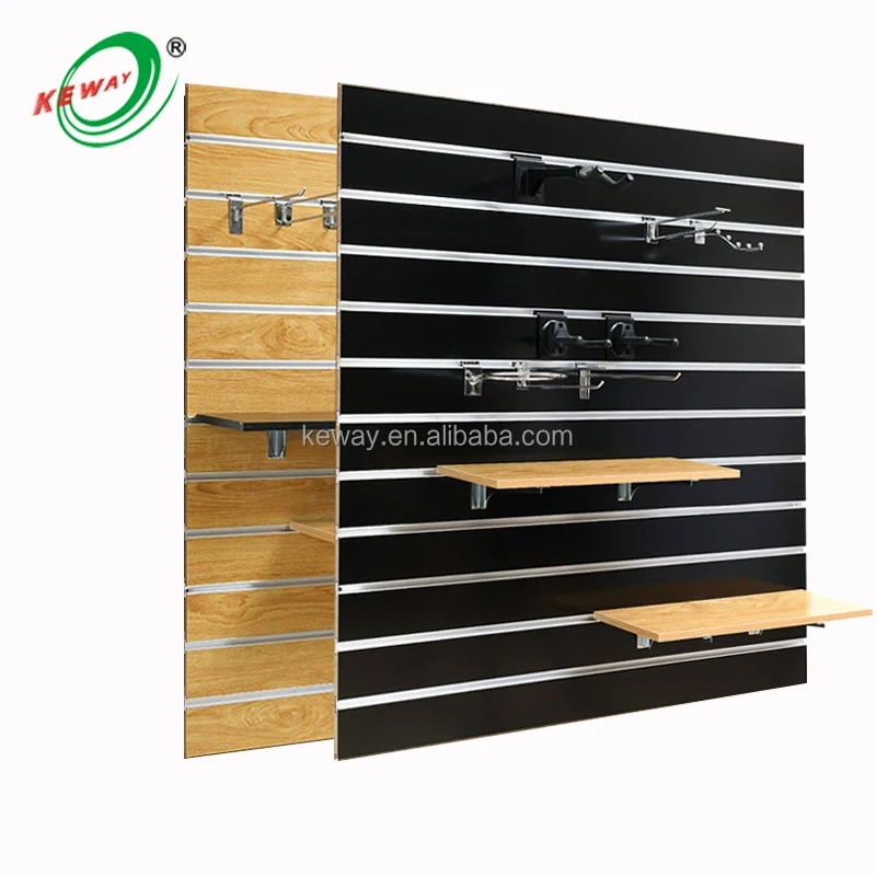 custom.Factory 15-18mm slatwall display rack mdf decorative slatwall panels 4x8ft aluminum insert MDF slatwall panel shelve