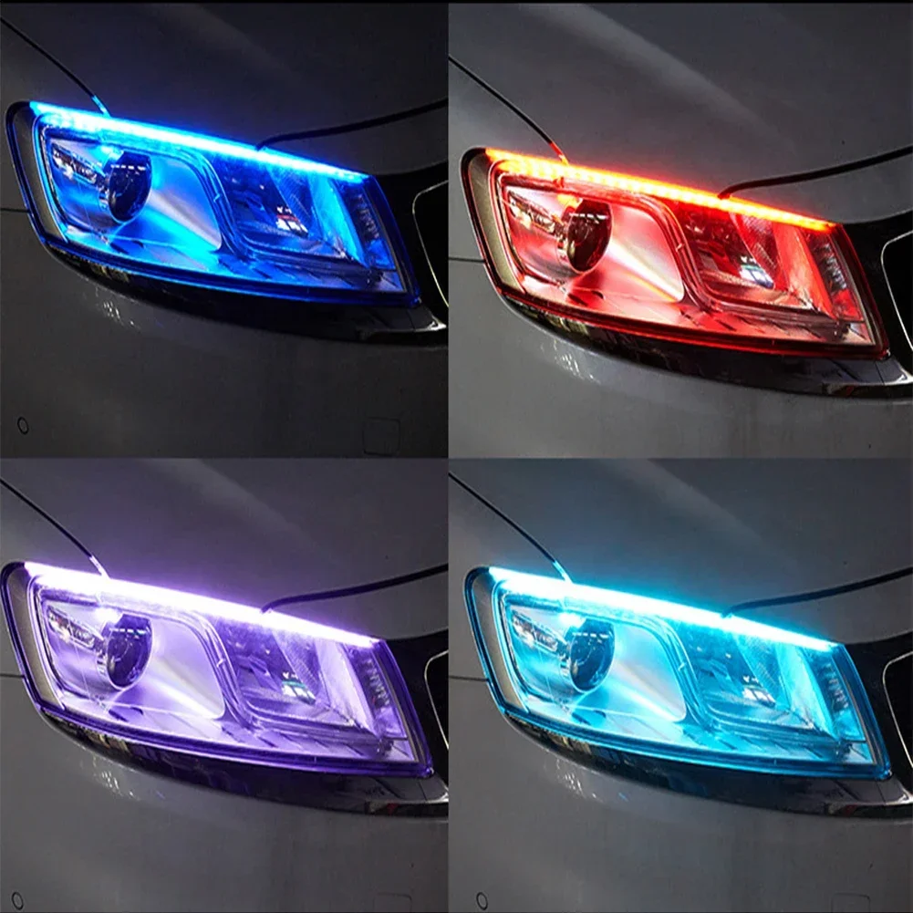 

2pcs Car Led DRL Light Strip Daytime Running Lamp Dynamic Scan Flexible Waterproof Headlight Turn Signal Lights 12V Universal