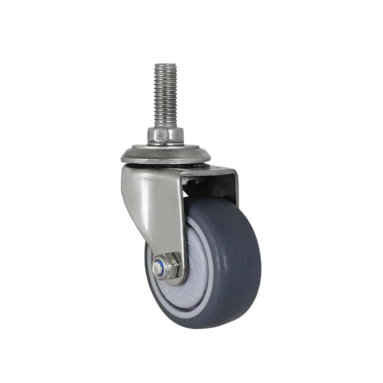 2-Inch M10 threaded rod 304 stainless steel swivel casters with smooth rolling TPR wheels