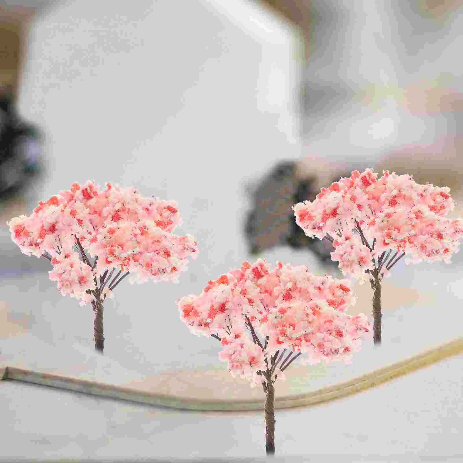 12 Pcs Architectural Tree Model Fake Flower Artificial Faux Cherry Blossom Prop Plant Landscape Scenery Sponge Man