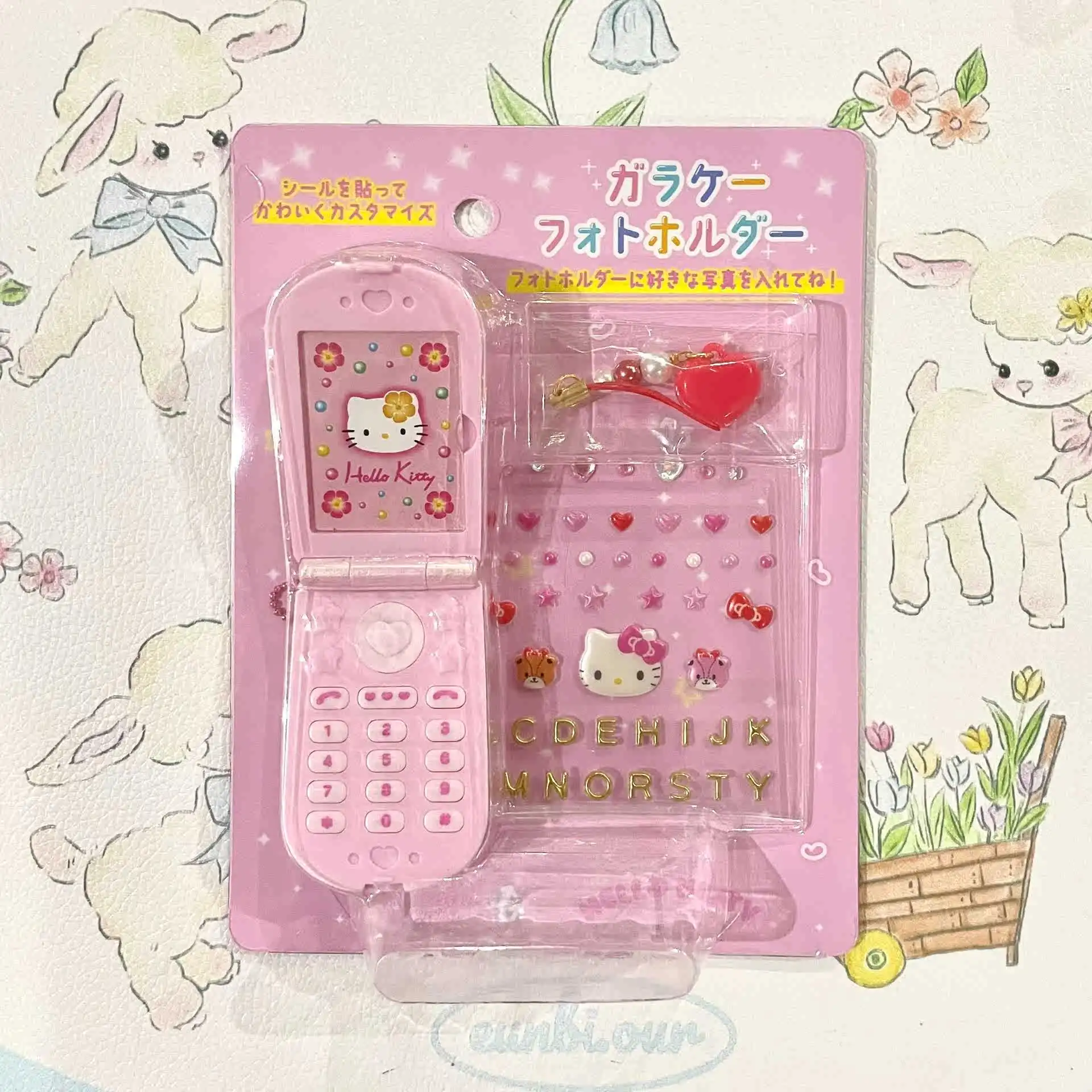 โมเดลโทรศัพท์มือถือแบบพับ Sanrio น่ารักเฮลโลคิตตี้คุโรมิของเล่นสติกเกอร์ DIY สำหรับผู้หญิงของฉันอุปกรณ์เสริมคอสเพลย์หัวใจสาวน่ารักฮาราจูกุสำหรับเป็นของขวัญเด็ก