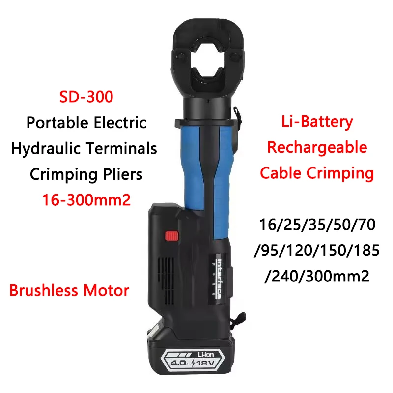 Brushless Motor Electric Hydraulic Pliers Portable Copper Aluminum Terminals Crimping Machine Wire Cable Crimping Tool 16-300mm2