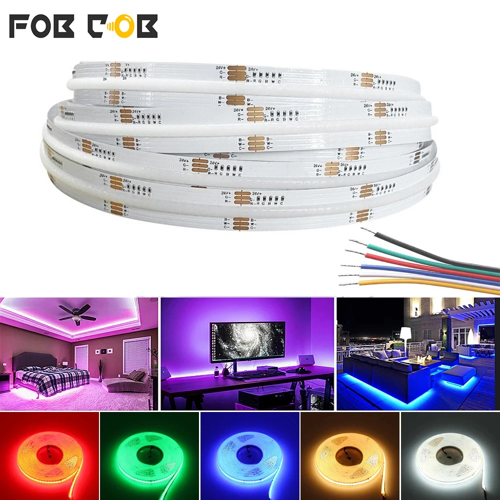 

RGBCCT RGBCW COB LED Strip Light DC 24V High Density Colorful Light Strip Tape LED Ribbon Lights Bar for Home Decor Lighting