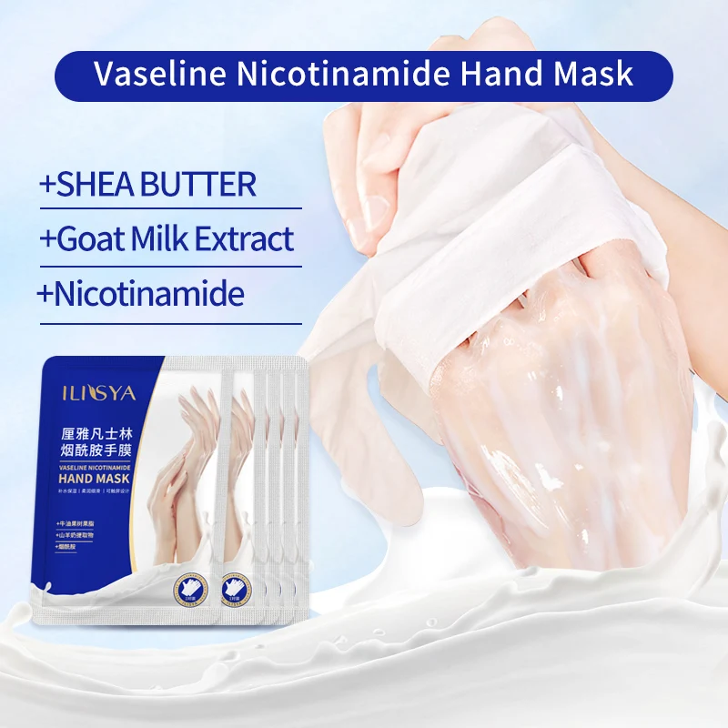 Ilisya Hand Dual-function Mask Goat Milk Vaseline Infused Glove Intense Hydration Improve Rough Texture Relieves Dry 3 Pairs