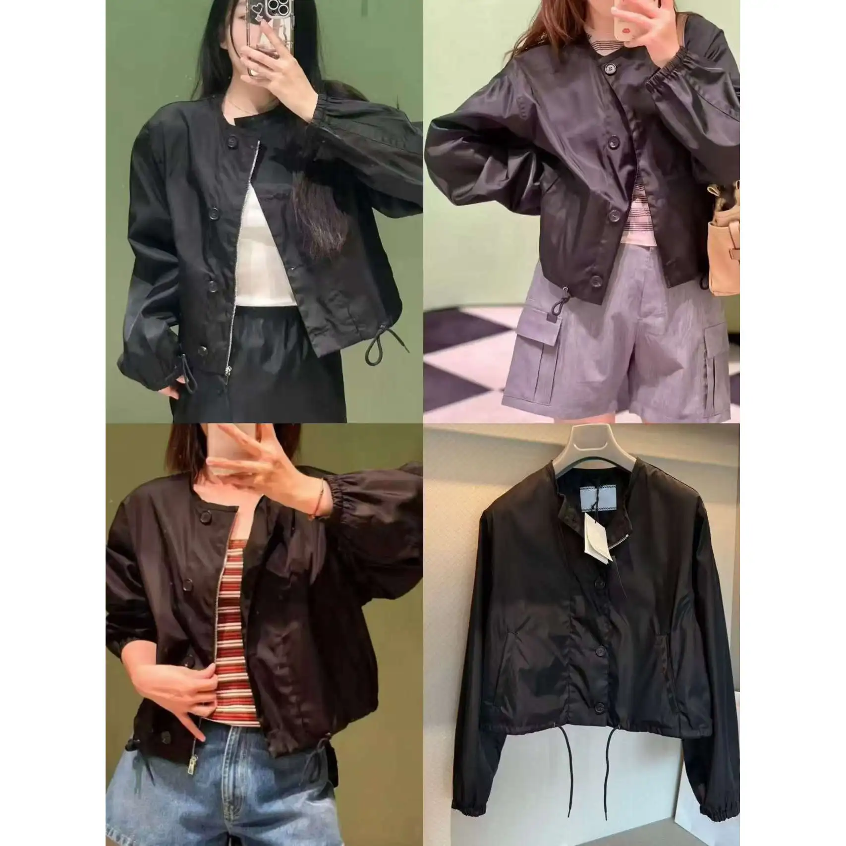2026 Early Autumn Black Classic Drawstring College Style Age-reducing Slim Jacket Button Long Sleeve Cardigan Jacket For Women