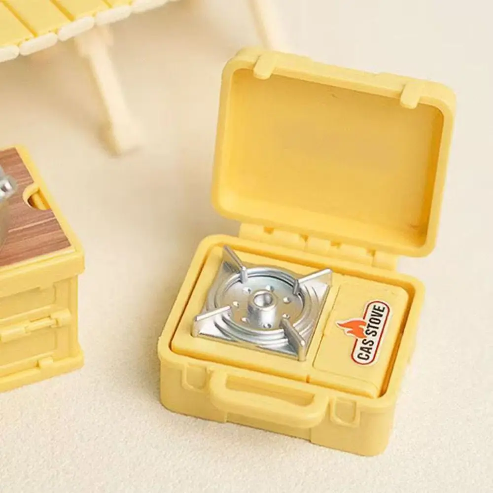 Modelo de simulación, juego de Picnic en miniatura para acampar, juego de simulación 1:12, silla plegable para casa de muñecas, estufas de Gas, modelo de educación temprana