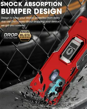 適用於摩托羅拉 Moto G60 G30 G20 G10 E20 E30 E40 的豪華矽膠 PC 防震保護殼,帶磁吸金屬環保護後蓋 8 最佳銷售 摩托羅拉 Moto G60 手機殼 - №1