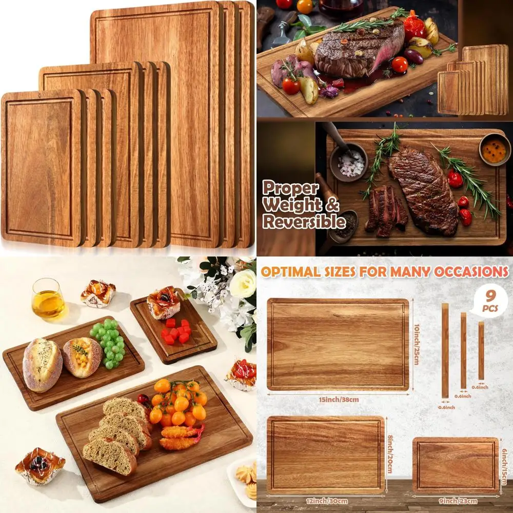 

Толстые сверхмощные кухонные разделочные доски разных размеров с канавками для сока и ручками для мяса и овощей, удобная в уходе кнопка