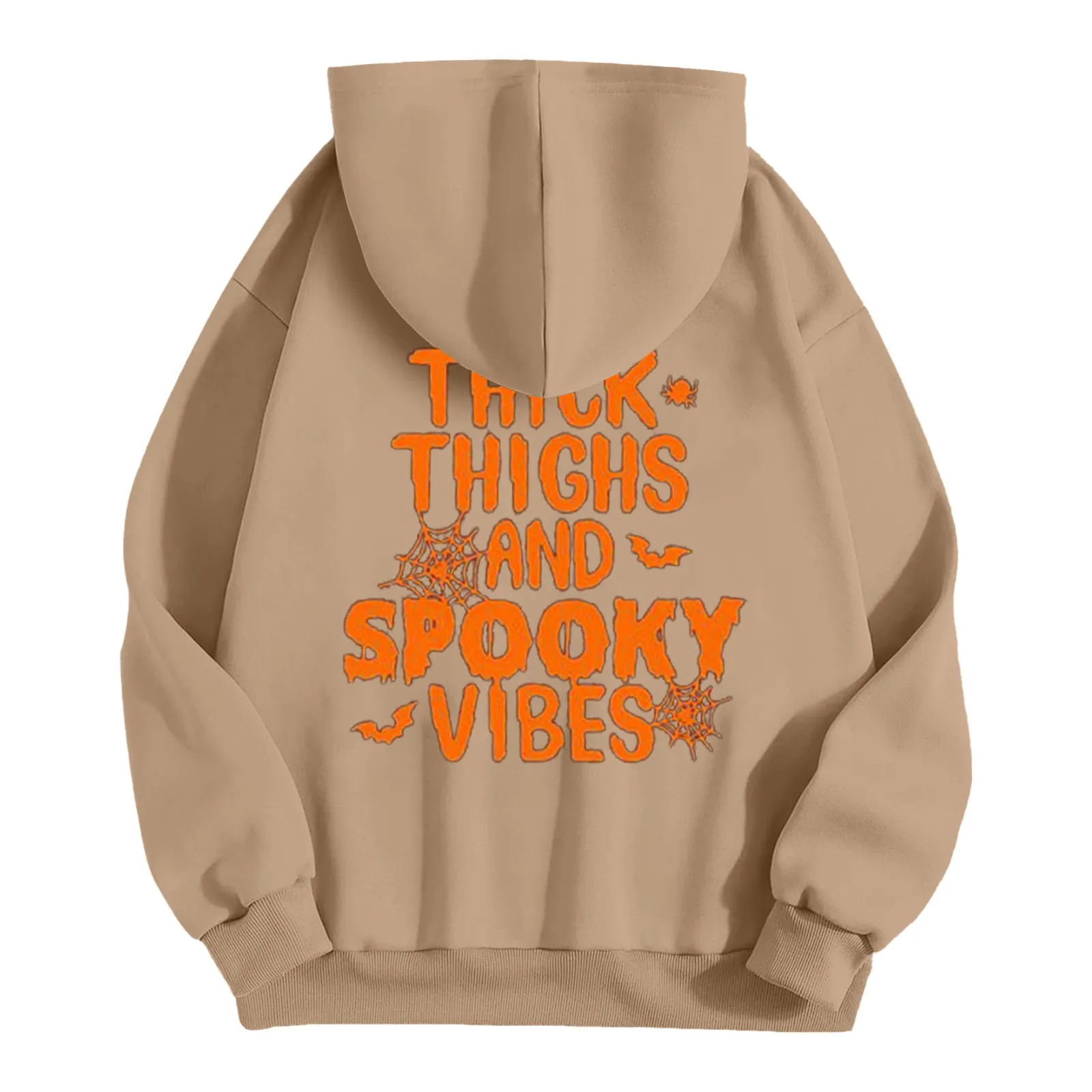 Dames Halloween Letterprint Hoodie Herfst Winter Ronde Hals Lange Mouw Warme Trui Effen Kleur Eenvoudige Trend Hoodie