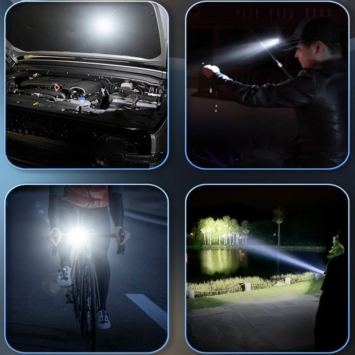 Super Bright LED Flashlight USB Rechargeable Magnetic Work Light Camping Emergency Torch for Auto Repair Outdoor Tactical