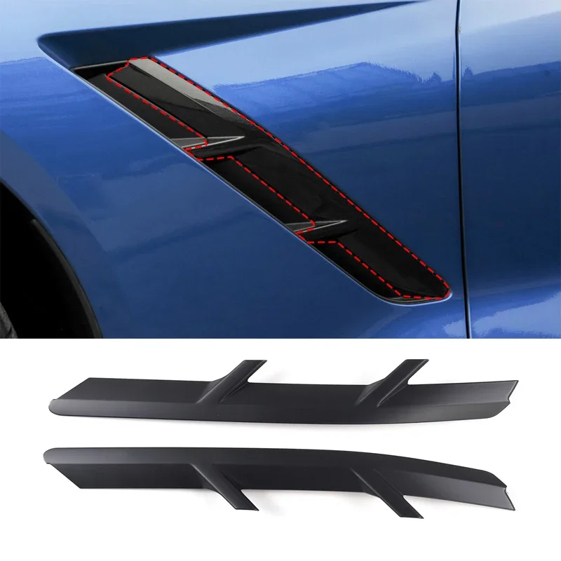 For Chevrolet Corvette C7 2014-2019 ABS Carbon Fiber Fender Side Air Vent Cover Trim Shark Gills Side Vent Sticker Accessories