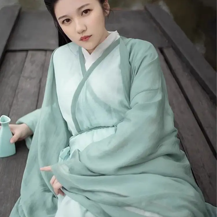 ‌ Abito Hanfu originale Wei-Jin - Gonna da fata fluente a maniche larghe da donna Costume cinese antico Hanfu tradizionale
