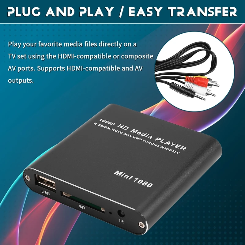 MKV H.264 HDD Multimedia Player Full HD 1080P USB Media Player With SD Media TV Box Support RMVB WMV HDD Player EU PLUG