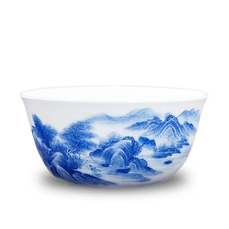 Hand-painted blue and white landscape tea cup Sancai Gaiwan fair cup tea set Kung Fu tea