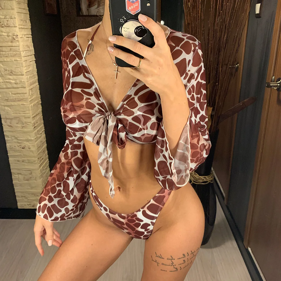 Neuer sexy Batik-Bikini, Damen-Badeanzug, dreiteiliges Bikini-Set, Neckholder-Badeanzug, Badebekleidung, Strandmode für Damen V1878P – Detail 26