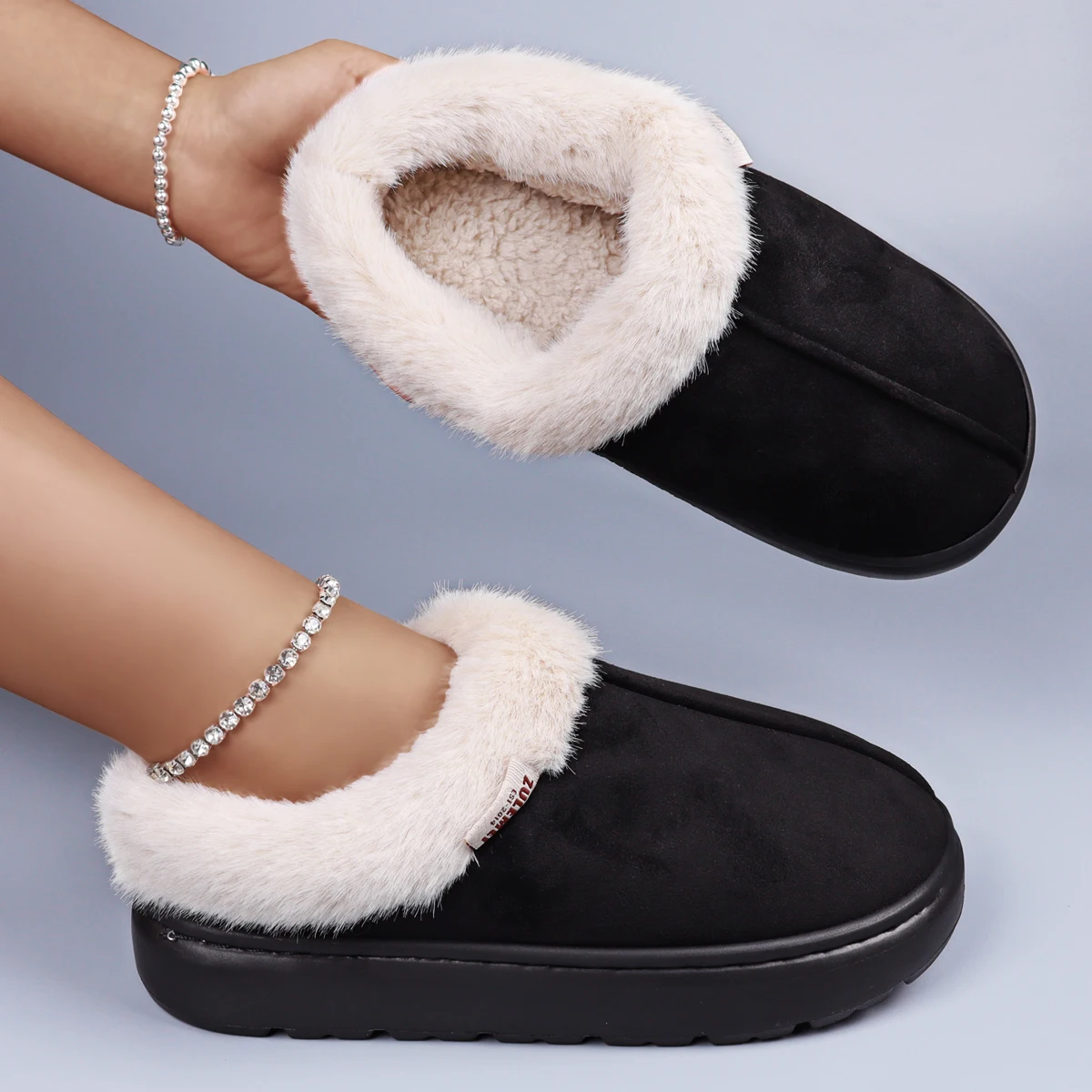 Cozy Women's Winter Slippers EVA Sole Plush Lined Non-Slip Thick Fleece Home Shoes Women Slippers