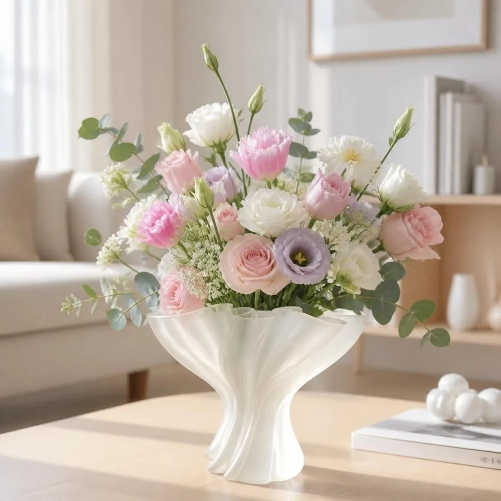 Nordic Style Flower Bouquet Vase 3D Printed Creative Desktop Ornament Modern Art Irregular Flower Display Container Gift