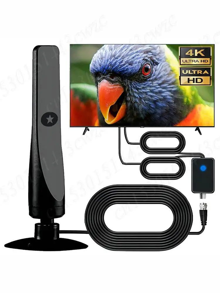 Antena Digital TV dengan Penguat Sinyal Antena Portabel Jangkauan 50 Mil Perolehan Tinggi Aerial 25DBI Plug Play untuk TV Digital Pintar