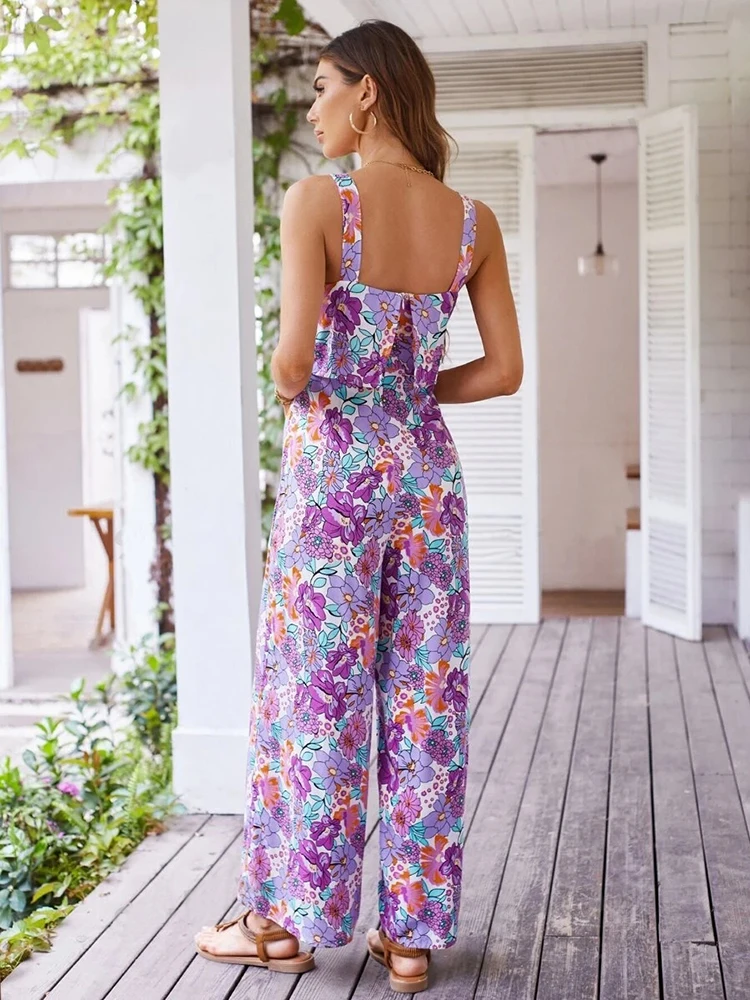 Summer Women\'s Print Jumpsuits,Sexy Halter Beach Long Jumpsuits,Jump Suit Woman,Jumpsuit Women Sexys,New 2024 Clothes,Rompers