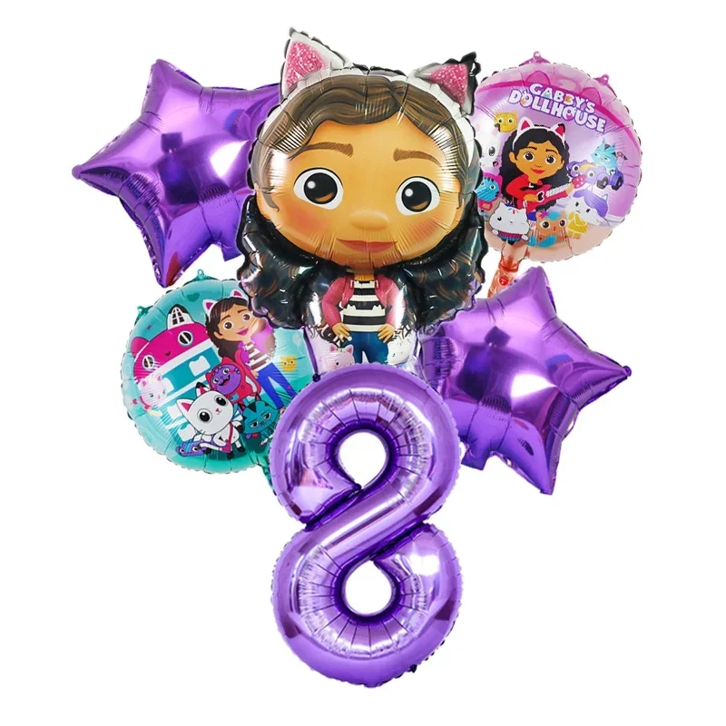 Gabby DollHouse Metallische Luftballons Cartoon Mädchen Geburtstagsparty Dekorationszubehör Baby-Shower Globos Geschenk – Detail 9