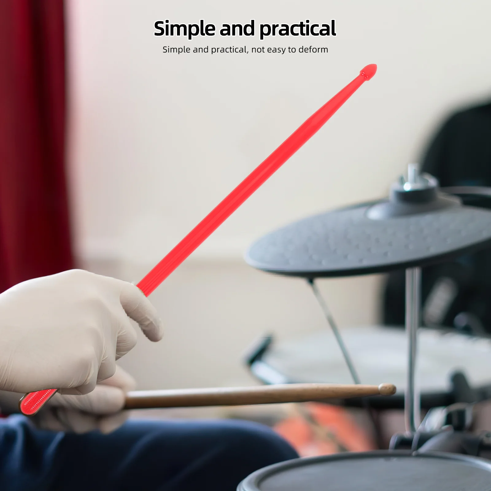 

1Pair Drumsticks Nylon Material Lightweight Strong Drum Accessory Simple Style Fits All Drums Perfect Gift Black