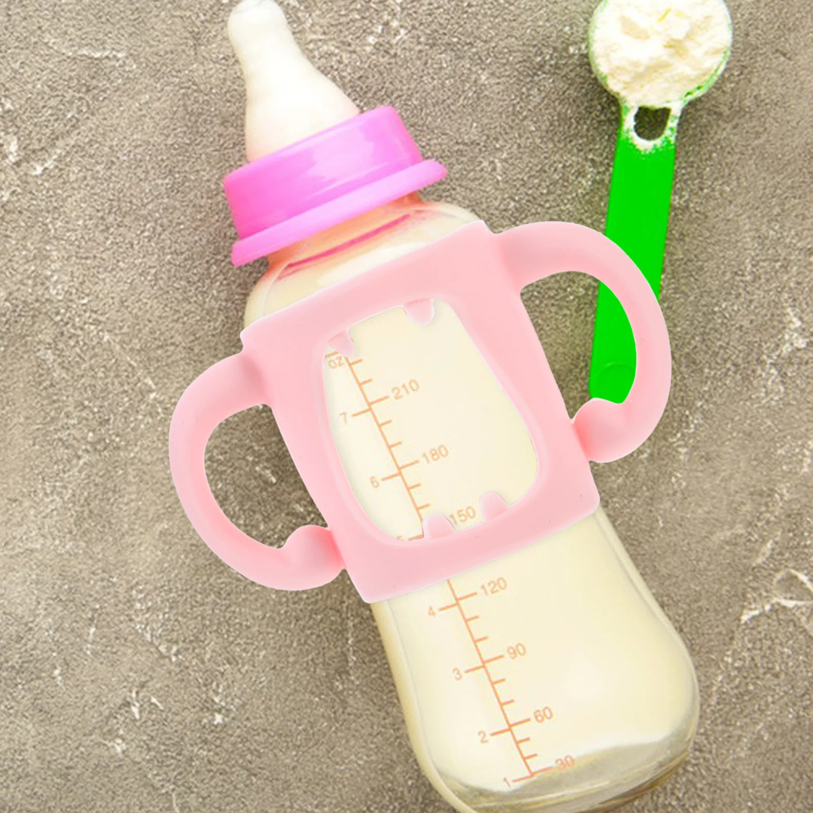 

Небесно-голубой защитный чехол для детской бутылочки, силиконовый чехол для бутылочки для кормления, мягкий держатель с ручкой, легкий вес