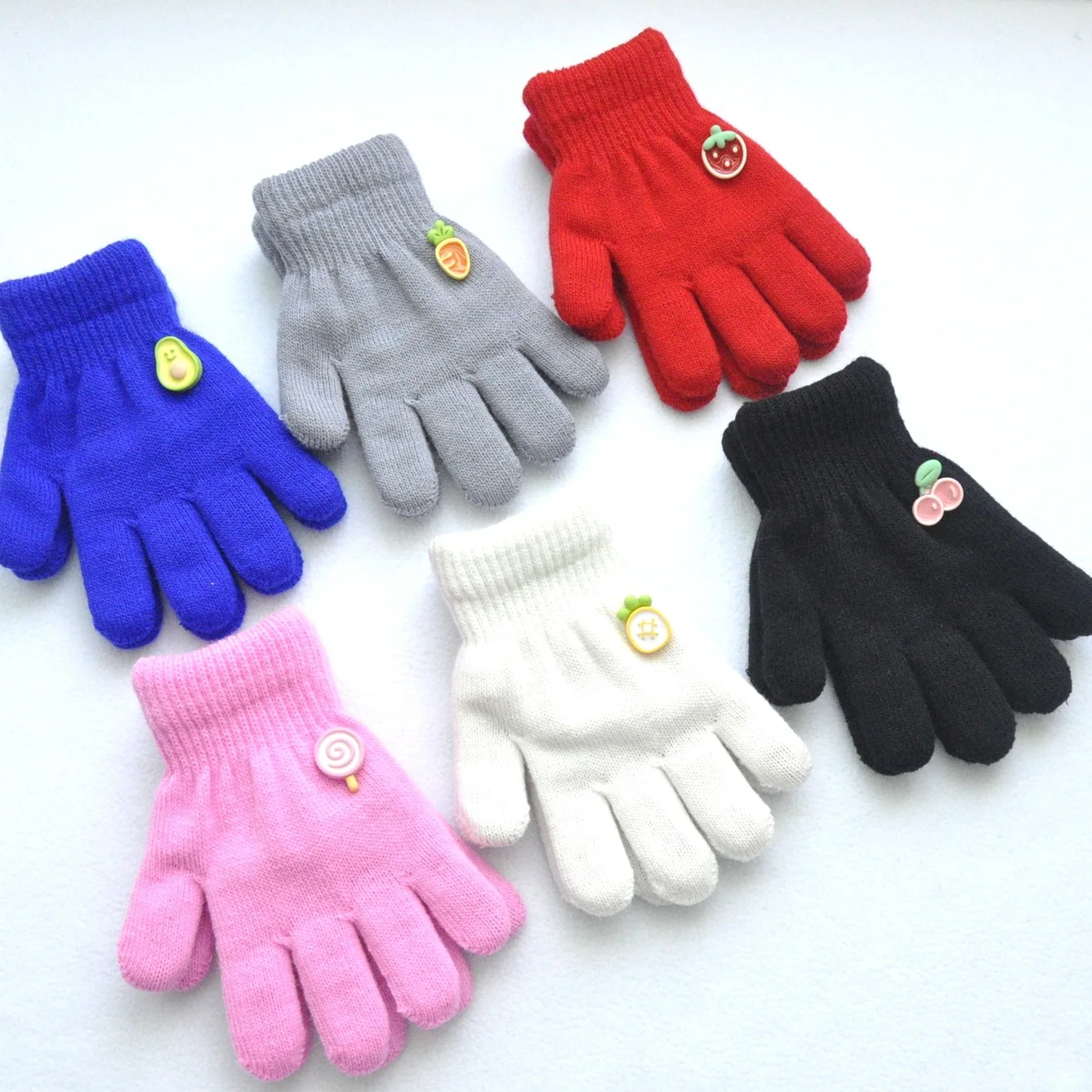 

5-11Y Kids Winter Thicken Plush Warm Gloves For Boy Girl Student New Solid Velvet Knitted Mittens Outdoor Cycling Skiing Gloves