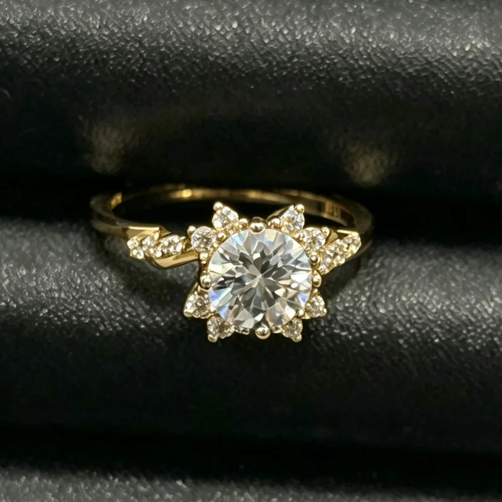 s925-sterling-silver-2ct-round-d-vvs1-moissanite-ring-sunflower-halo-twisted-band-women-engagement-proposal-fine-jewelry