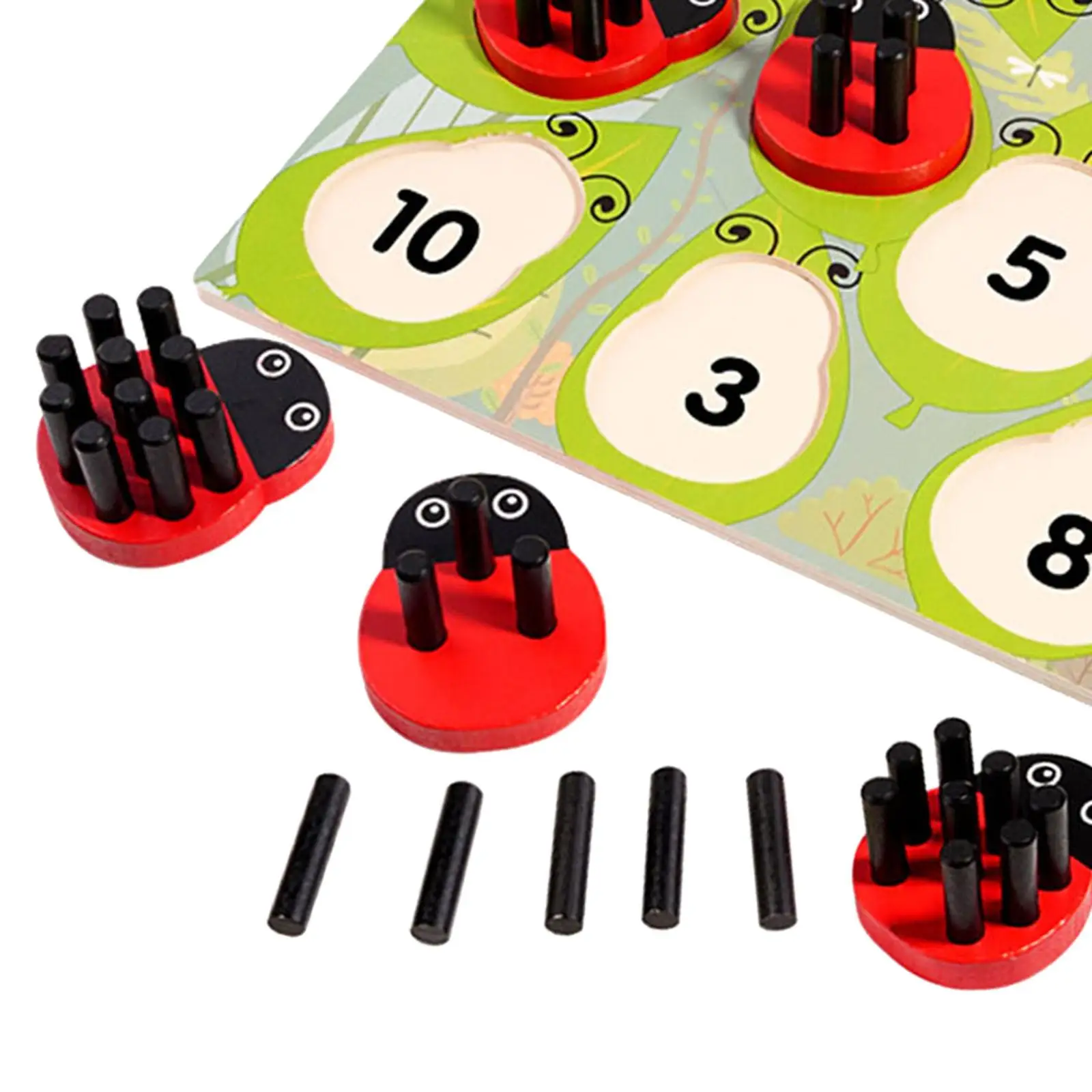Wooden Ladybug Counting Toy Mathematics Balance Training Parent Child Interaction Wooden Educational Toy for Boys Girls Toddlers