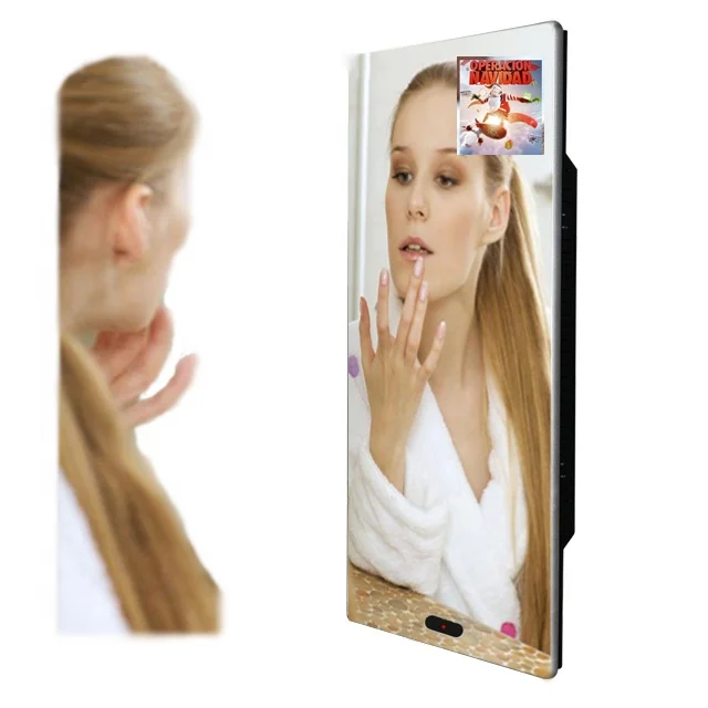 43 Inch Bathroom Wall Mounted Smart Magic Mirror Advertising Display Video Player With Weather Forecast And News TV