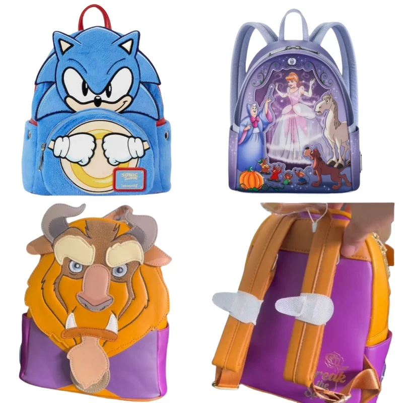 New Hot Disney Loungefly Beauty And Beast Lion King Mini Backpack Children'S Outdoor Leisure Bags Cute For Girl Birthday Gifts