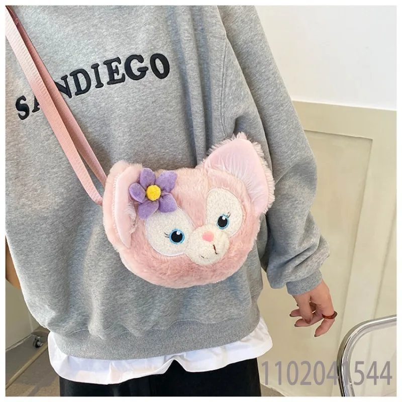 Disney Linabelle Plush Crossbody Bag for Girls Cute Cartoon Student Side Luxury Designer Shoulder Bag Free Shipping