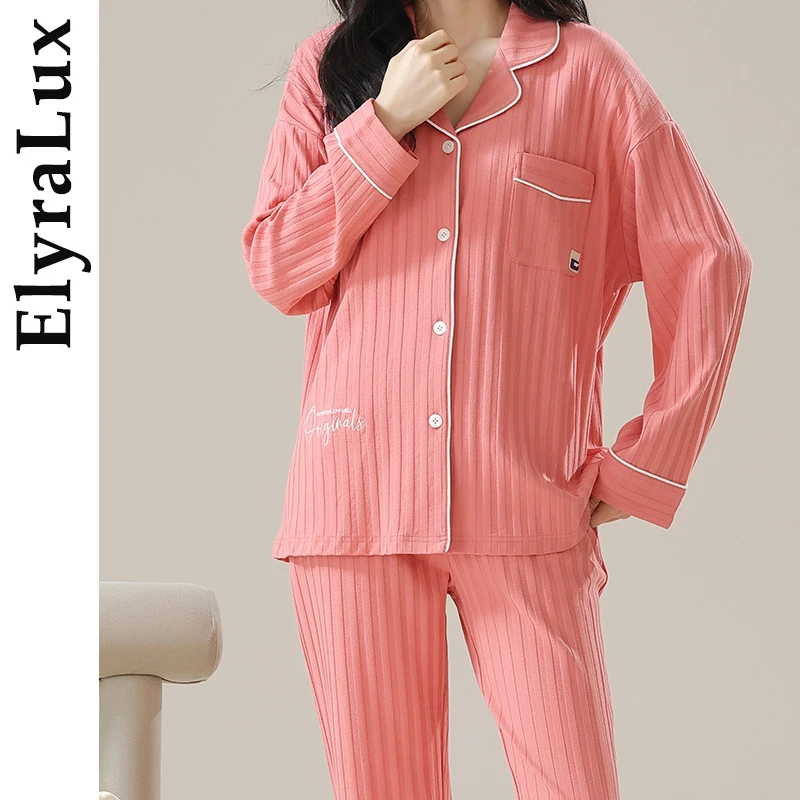

ElyraLux Women's Sleepwear LongSleeve Pants Two-Piece Set for Autumn Spring Outdoor Soft Comfortable Fabric Home Cloths