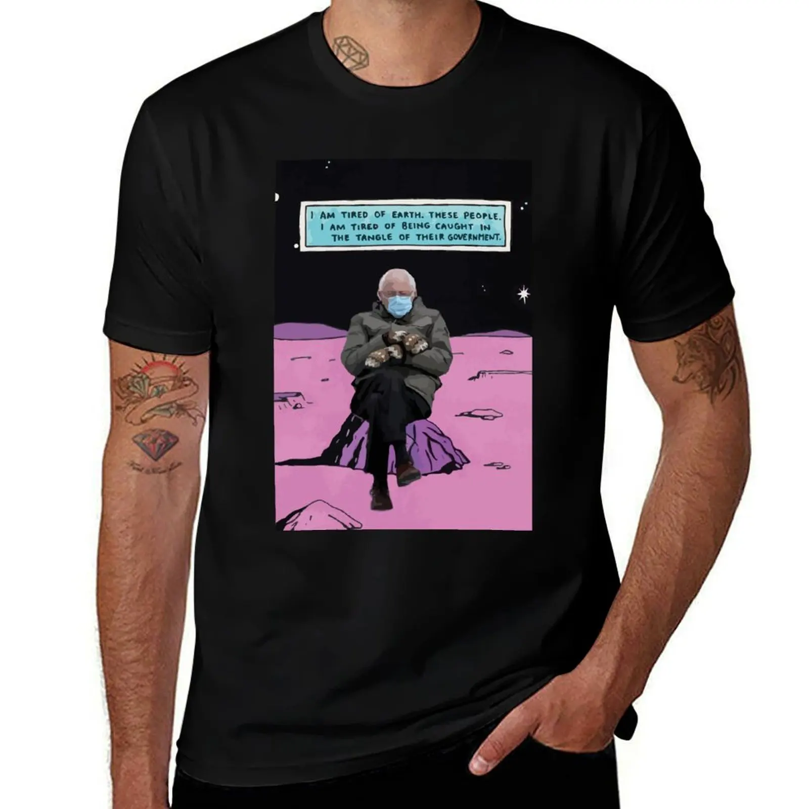 

Bernie Sanders mittens inauguration 2021 biden funny meme space mood tired Dr Bernie Manhattan T-Shirt
