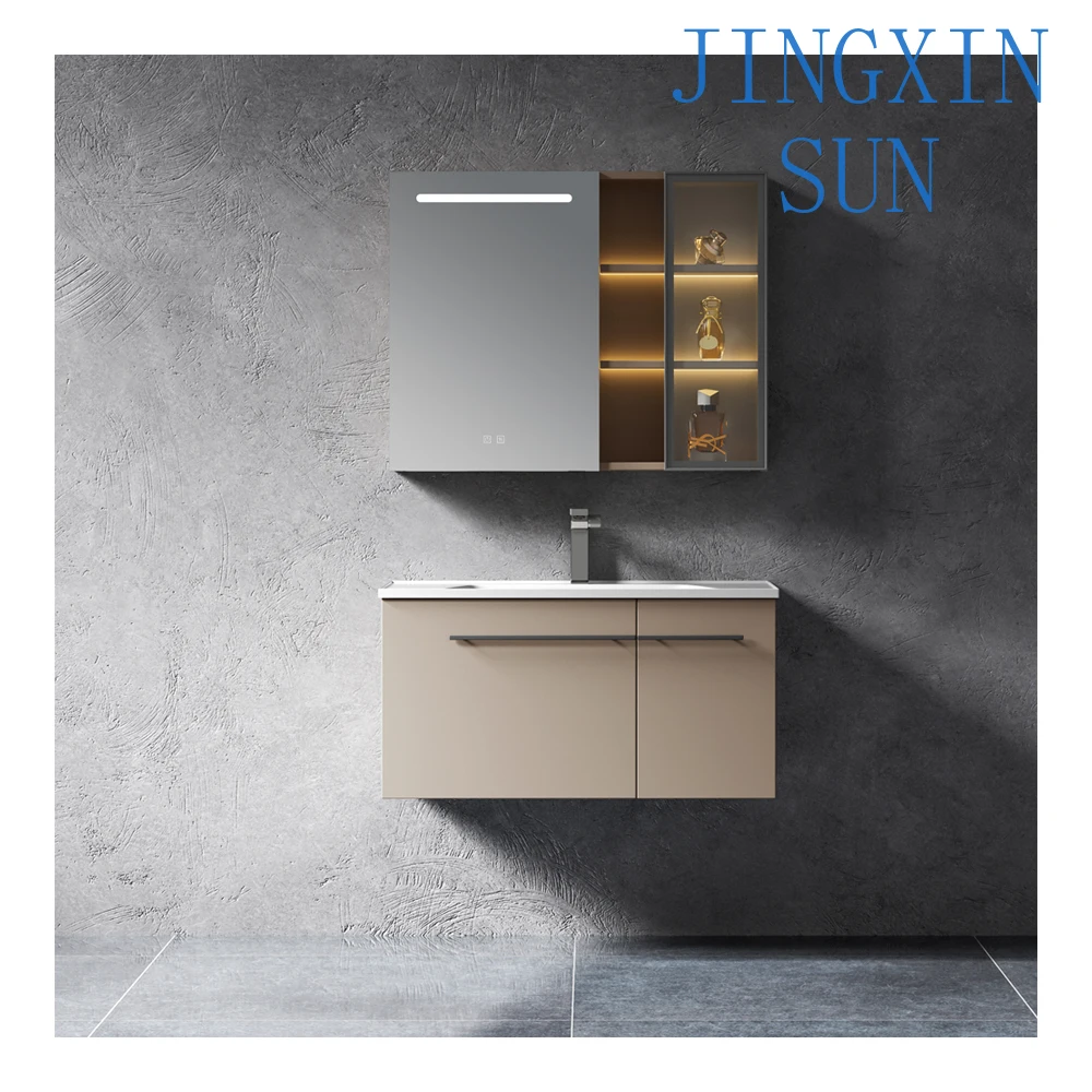 Modern Stainless Steel Wall Mounted Bathroom Cabinet LED Vanity Mirror for Hotels Villas Kitchens with Sink Hinge for